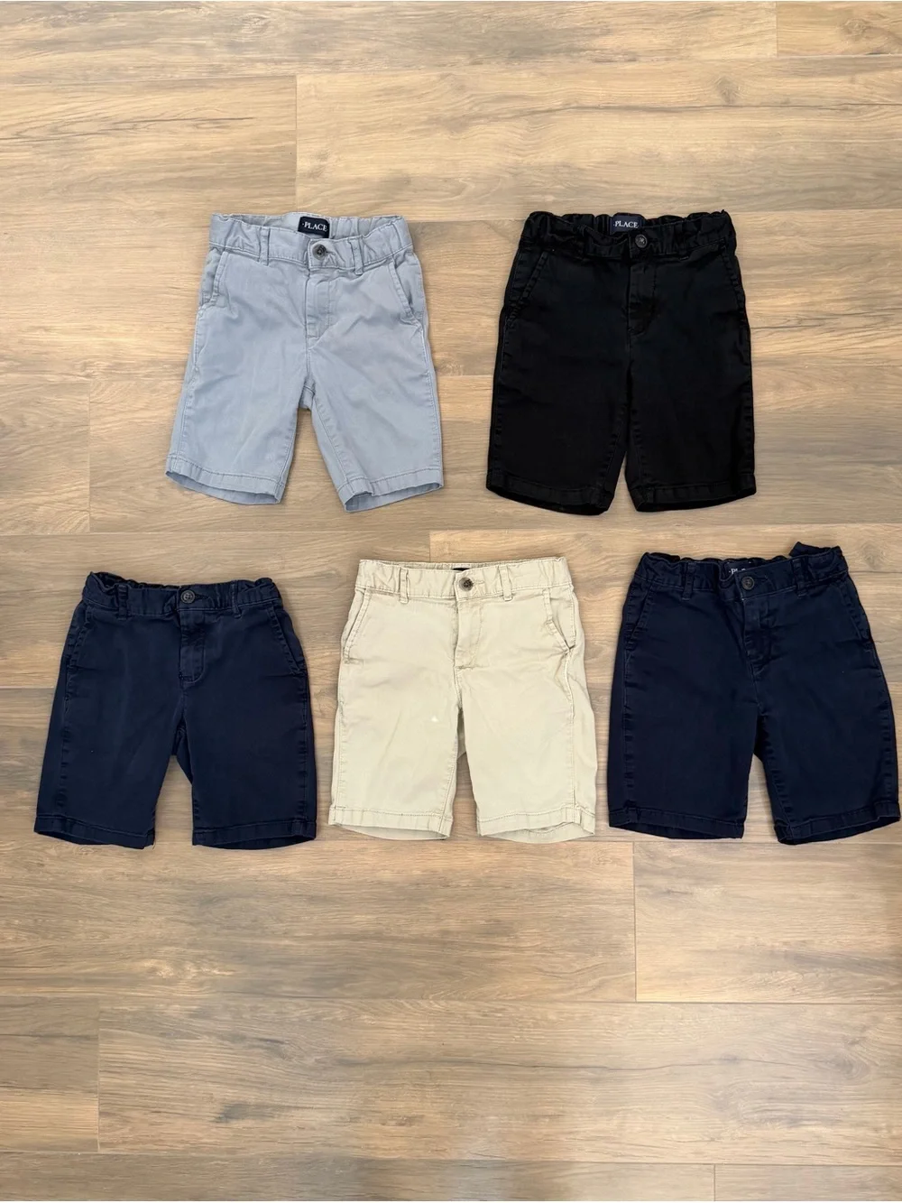 The Children's Place Chino Shorts in Navy, Gray, Black, and Khaki